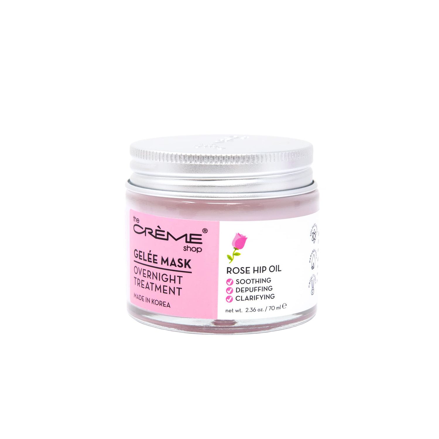 The Crme Shop Rose Hip Oil Gele Overnight Face Mask, Korean Facial Mask, Sleeping Face Mask, Anti-Puffiness Facial Mask, Hydrating Face Mask - 2.36oz