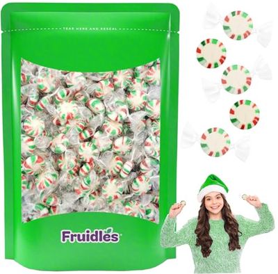 Fruidles Christmas Pinwheel Starlights, Red, White, and Green Hard Peppermint Candy, Kosher Parve, Individually Wrapped (Half-Pound