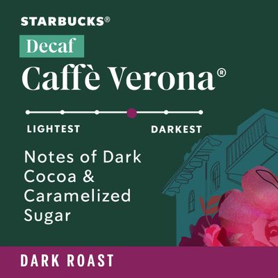 Starbucks Ground Coffee, Dark Roast Coffee, Decaf Caff Verona, 100% Arabica, 6 bags (12 oz each)