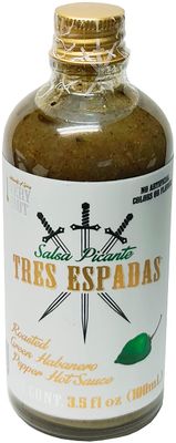 Tres Espadas Habanero Hot Sauce Habanero Pepper Mexican Gourmet Recipe Hot Sauce Bottle 3.5 fl oz Green Roasted Habanero Flavor