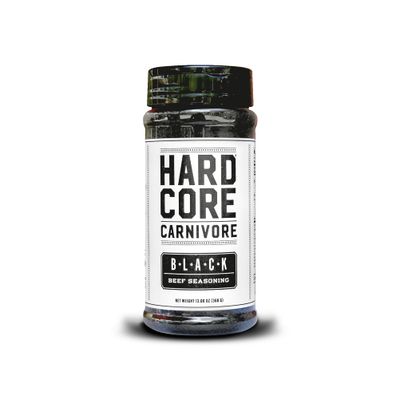 Hardcore Carnivore Black: charcoal seasoning for steak, beef and BBQ (Large Shaker)