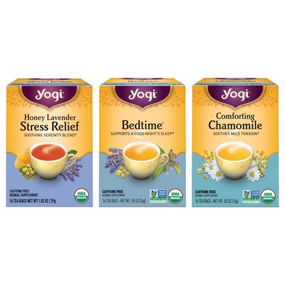 Yogi Tea Relaxation &amp; Stress Relief Tea Easter Variety Pack - 16 Tea Bags per Pack (3 Packs) - Relaxing Tea Sampler - Includes Honey Lavender Stress Relief, Bedtime &amp; Comforting Chamomile