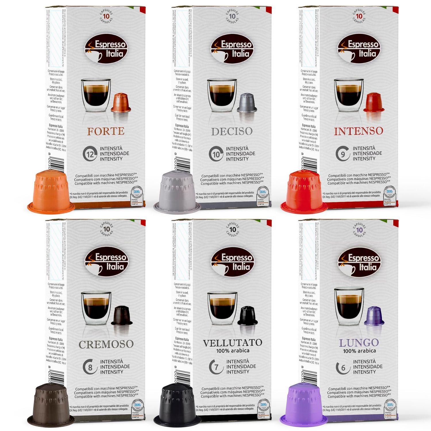 ESPRESSO ITALIA Capsules Compatible with Nespresso Machines, 100 Count - VARIETY PACK, Italian Coffee Pods Expresso