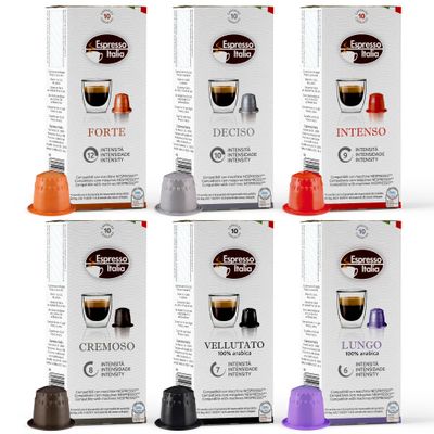 ESPRESSO ITALIA Capsules Compatible with Nespresso Machines, 100 Count - VARIETY PACK, Italian Coffee Pods Expresso