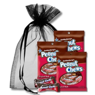 Goldenberg&#39;s Peanut Chews - Original Dark Chocolate Peanut Candy Gifts By Lyza&#39;s Swets &amp; Treats (Pack of 3, 3 oz. Bag)