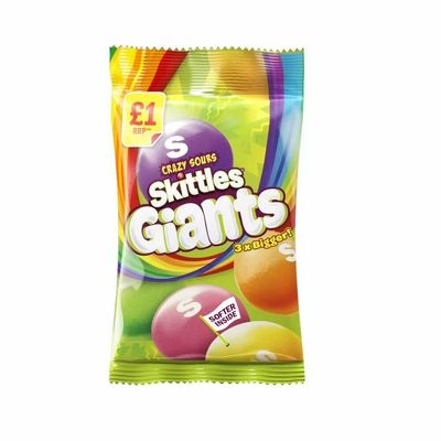 Skittles Crazy Sours Giants 125g per bag (box of 12)