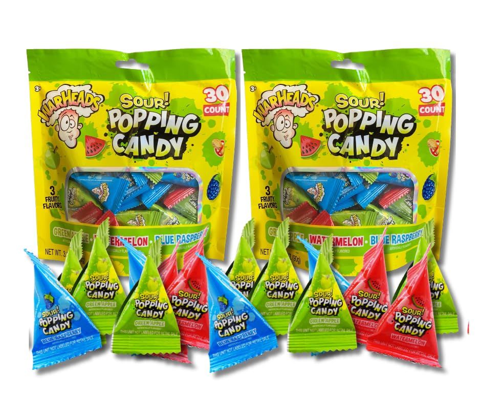 Warheads SOUR Candy Collection By Lyza&#39;s Sweets &amp; Treats (Pack of 2, Sour Popping Candy (30ct Variety Bag))
