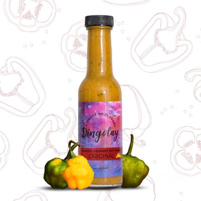 Dingolay Original Pepper Hot Sauce - Made with Jamaican Scotch Bonnet Chilli Pepper Natural Gourmet Pepper Hot Sauces Best for Taco, Meat &amp; Vegetables Unique Flavor Experience in a Bottle, 5 oz