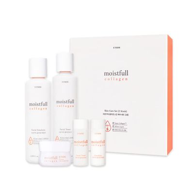 Etude Moistfull Collagen Skin Care Special Set Limited Edition Super Deep Moisturizing Effect Facial Emulsion Toner Korean Skin Care, Kbeauty, Perfect for Gift