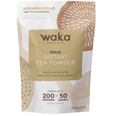 Waka Instant Black Tea Mix, Classic - 100% Tea Leaves, No Additives, Unsweetened Tea Powder for 50 Quarts or 200 Cups - Easy and Quick Hot or Iced Teas (4.5oz)