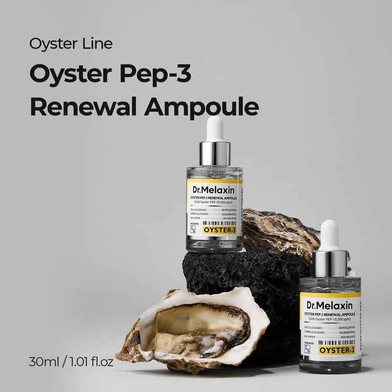 Dr.Melaxin Oyster Pep3 Renewal Ampoule for Plumping, Anti Aging, Hydrating Face Visibly Smooth and Glowy Skin, Korean Skincare, 1.01 fl oz(30ml)