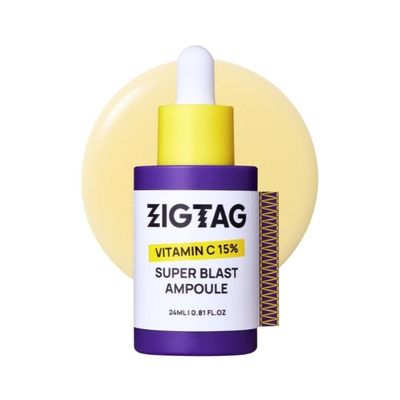 ZIGTAG Vitamin C 15% Super Blast Ampoule - Korean Skin Brightening Serum, Glutathione &amp; Ferulic Acid for Anti-Aging, Reduce Wrinkles, Uneven Skin Tone, Radiant &amp; Youthful Skin, 24ml/0.81Oz