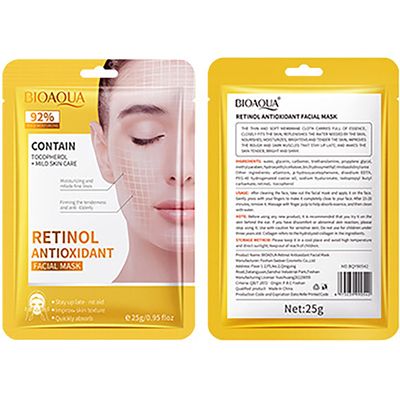 BIOAQUA Retinol Antioxidant Facial Mask 92% Dense Moisturizing Firming Anti-Aging Face Skin Care 5x 25g / 0.95fl.oz