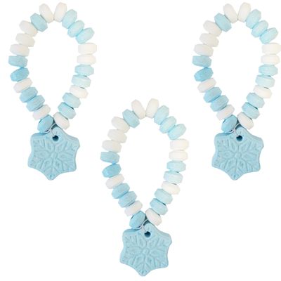 Snowflake Candy Bracelet, Stretchable Multicolor Fruit-Flavored Chewables for Party Favors (12-Pack)