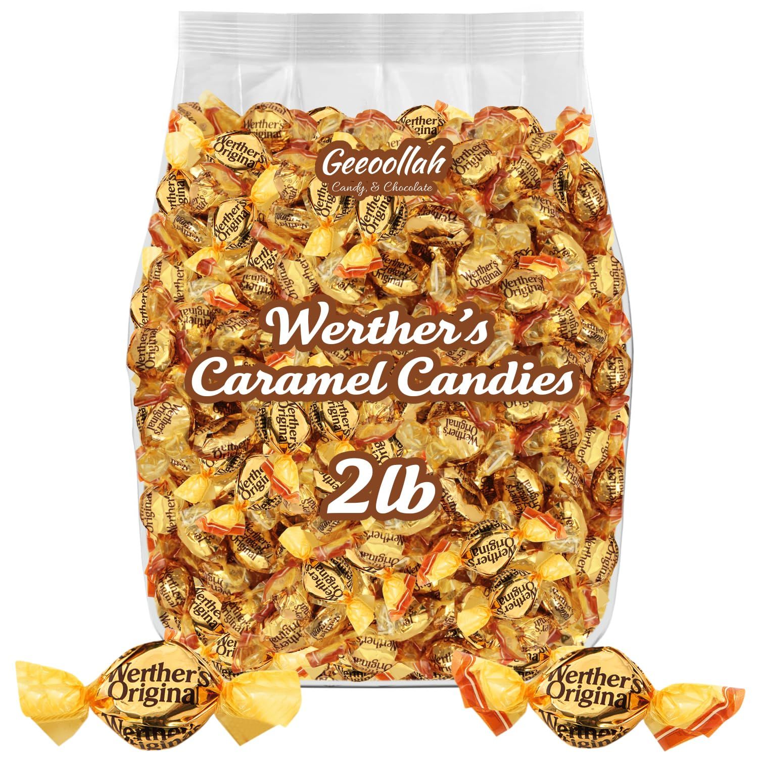 Werther&#39;s Original Hard Caramel &amp; Creamy Caramel Filled Candies, 2 LB Mix - Individually Wrapped Classic &amp; Creamy Filled Caramel Candy, Made with Real Butter and Fresh Cream, Bulk Bag for Sharing