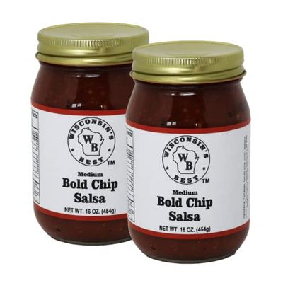 Wisconsin&#39;s Best - Bold Chip Salsa, Medium, 16oz. (2 Pack) Great for Tacos &amp; Burritos
