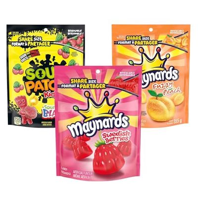 Maynards Sour Cherry Blasters, Swedish Berries and Fuzzy Peach Candy Variety 355g/12.5oz, 3-PackImported from Canada