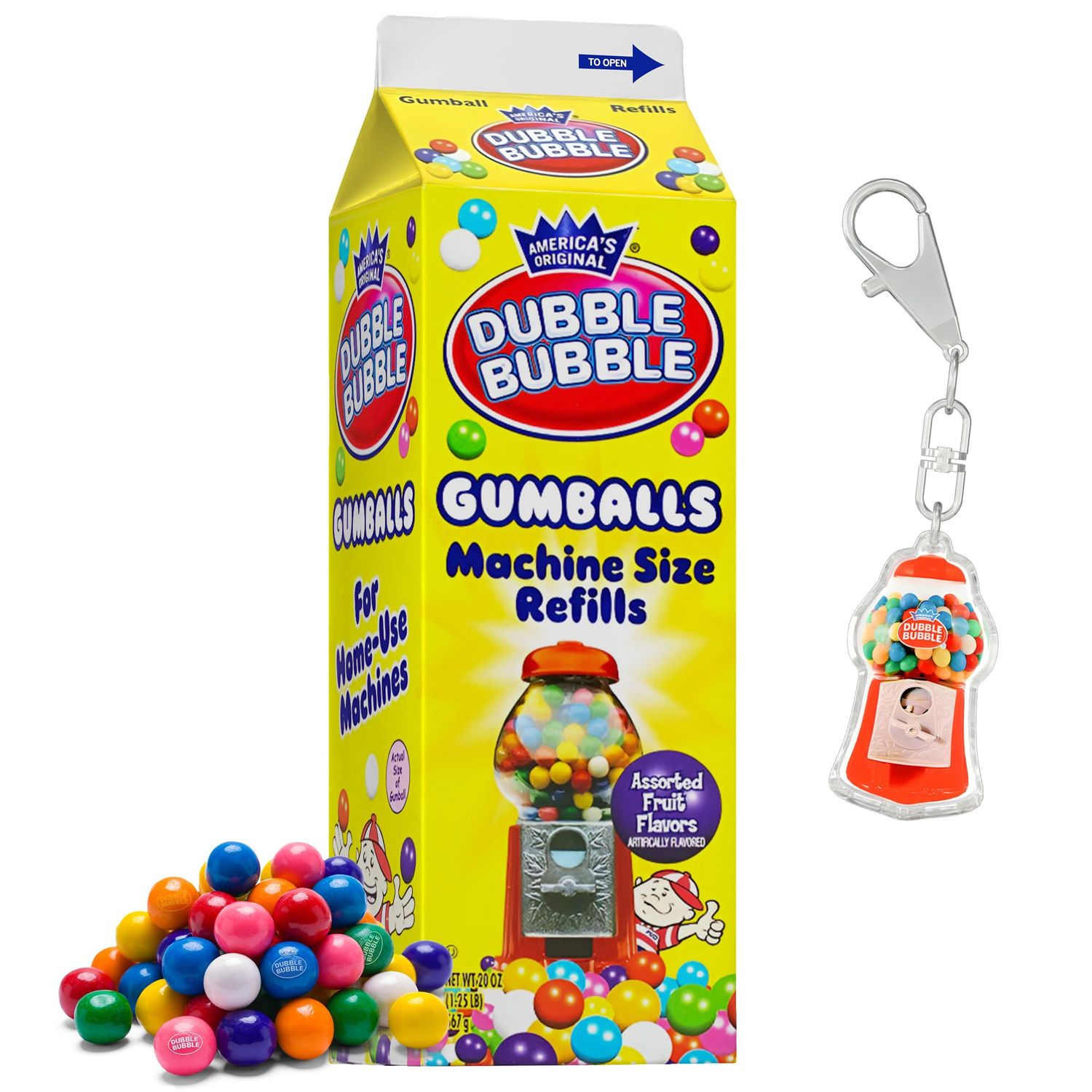 PlayO Gumballs for Gumball Machine - Refill Bubble Gum 20-Ounce - Carton of Double Bubble Assorted Gum Ball Candies -Kosher
