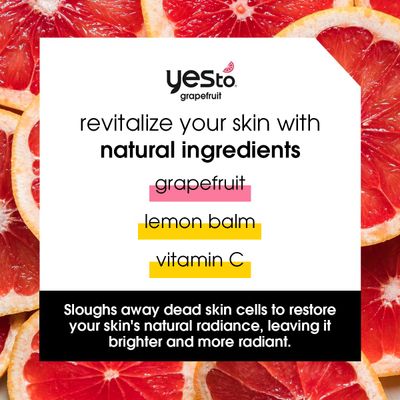 Yes To Grapefruit Daily Facial Scrub &amp; Cleanser, Exfoliating &amp; Restoring Cleanser That Enhances Skins Radiance, With Antioxidants, Lemon Balm Extract, &amp; Vitamin C, Natural, Vegan &amp; Cruelty Free, 4 Oz