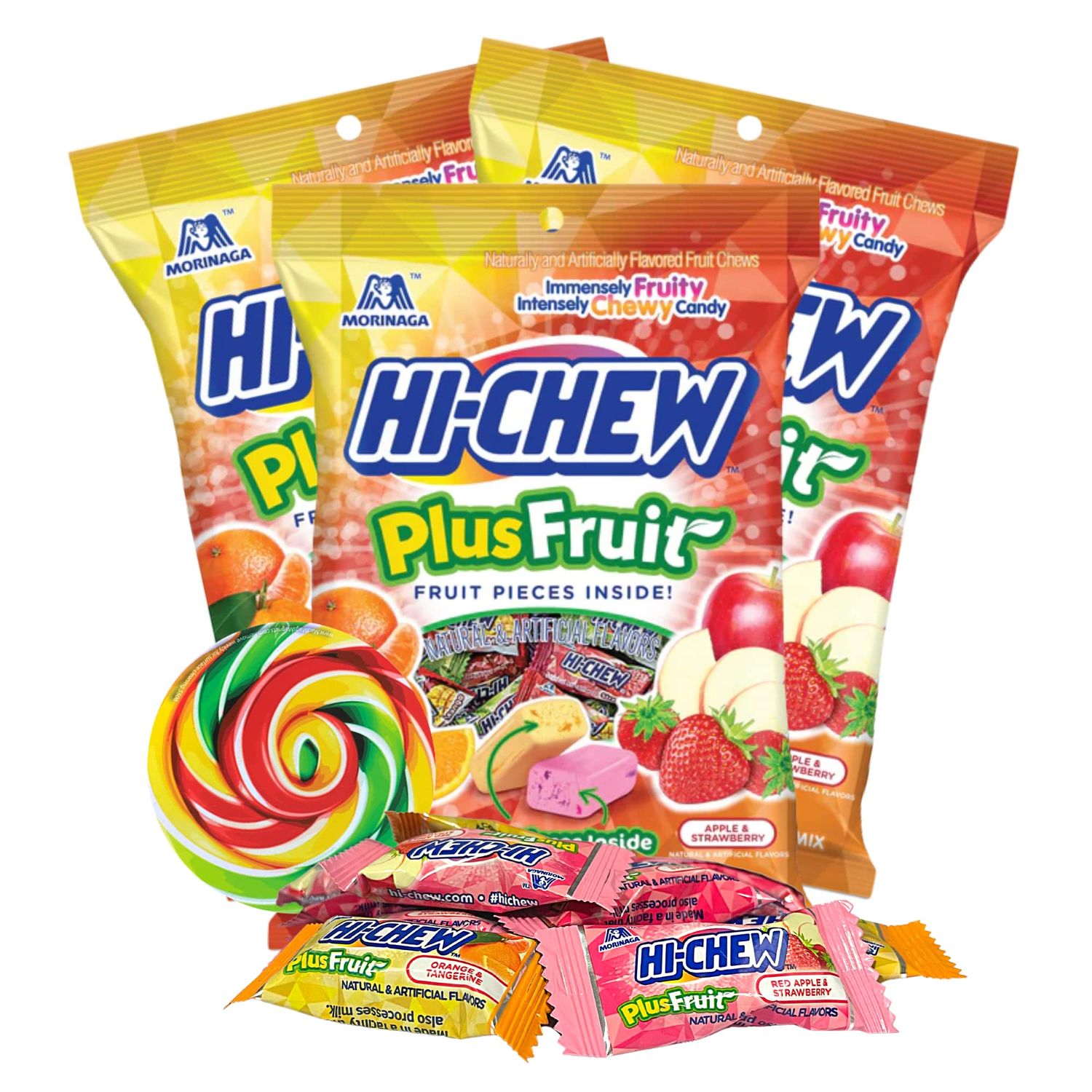 Needzo Plus Fruit Sunrise Mix Chewy Candies, Real Fruit Pieces Inside, Authentic Japanese Candy, Pack of 3, 2.82 Ounces