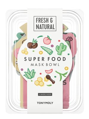 TONYMOLY Super Food Bowl Face Sheet Mask, Korean Sheet Mask Set, Easter Basket Stuffer, Replenish &amp; Hydrate Skin, 0.74 oz