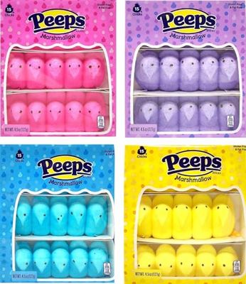 Easter Chicks Marshmallow Peeps Value Pack Bundle: 4 Assorted Colors (Total 60 Chicks)