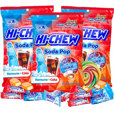 Sweetzo - Soda Pop Ramune Candy, Individually Wrapped Cola Flavored Candies, Japanese Treats, Pack of 3