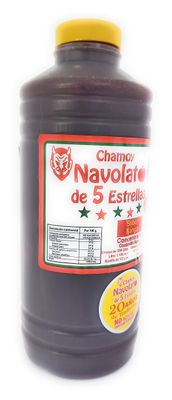 Chamoy Navolato de 5 Estrellas with Real Fruit Pulp, A Mexican Classic, Sweet, Spicy, Salty, Fruity, Snack, Michelada Sauce (1 Liter) (Mango)