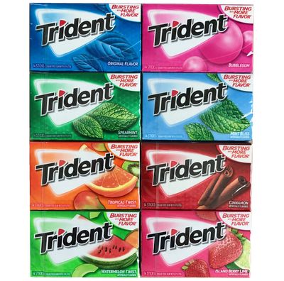 Trident Sugar Free Chewing Gum Variety Gift Pack (Pack of 8)