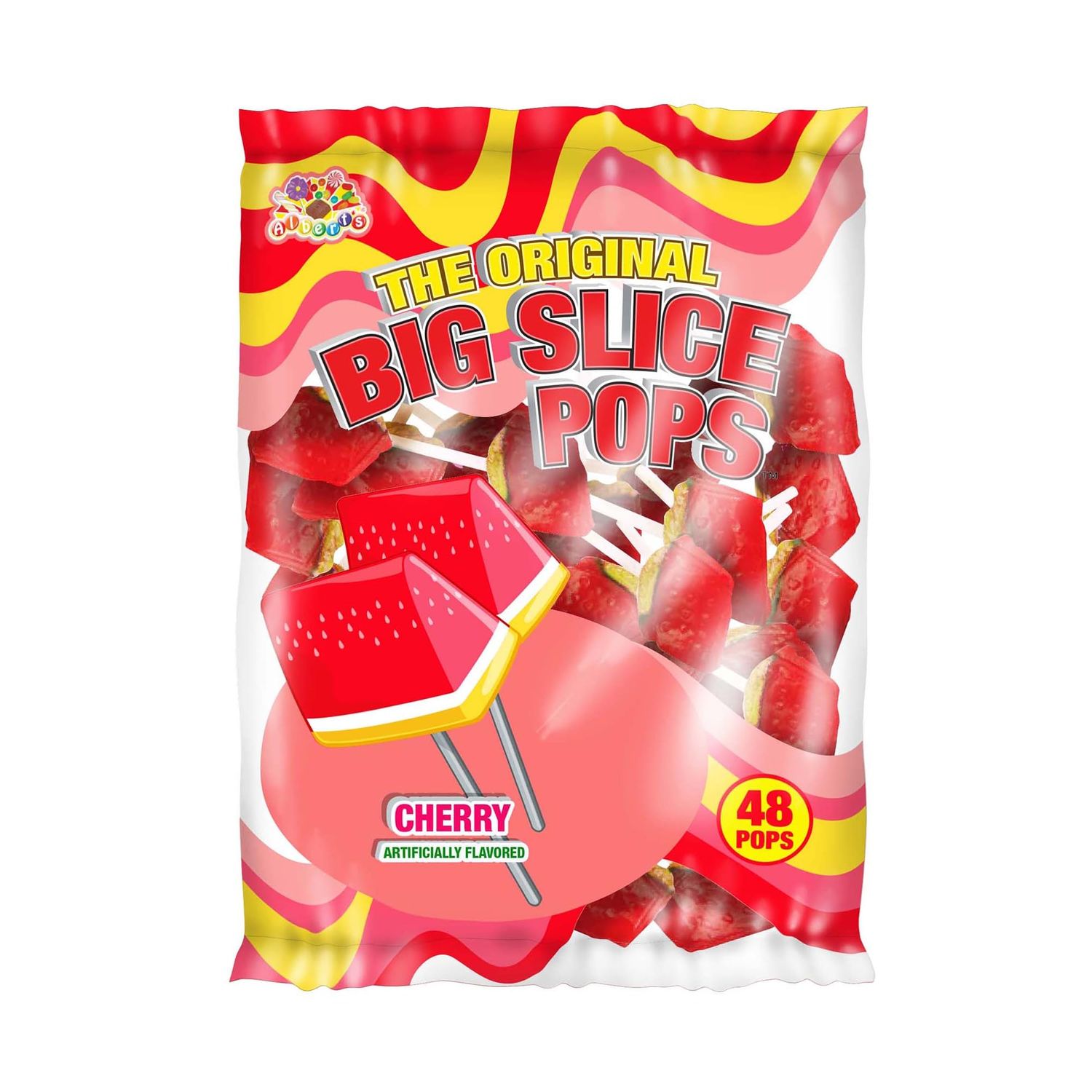 Smiling Sweets The Original Delicious Big Slice Cherry Hard Candy Pops, Share with Friends and Family