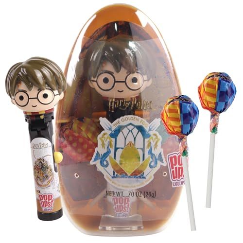 Harry Potter Pop Ups Jumbo Egg, Two Individually Wrapped Lollipops and Character Holder, Easter Basket Stuffer Gifts, 0.7 Ounces