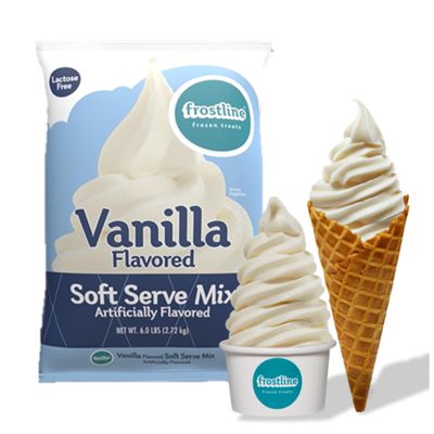 Frostline Vanilla Soft Serve Ice Cream Mix, Lactose &amp; Gluten Free - Just Add Water, Dairy, or Dairy Free Alternative, Use with Blender, Countertop Ice Cream Maker, Soft Serve Machine - 6 lb Bag