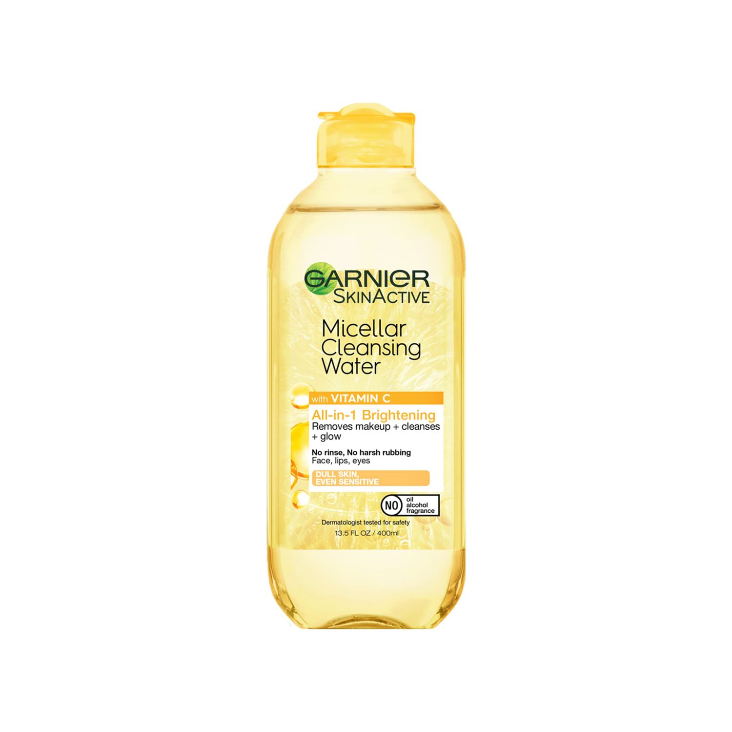 Garnier Micellar Water with Vitamin C, Facial Cleanser &amp; Makeup Remover, Brightening &amp; Hydrating, For All Skin Types, Vegan, Cruelty Free, 13.5 Fl Oz (400mL), 1 Count