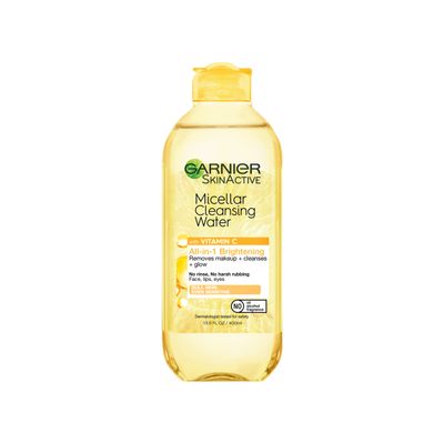 Garnier Micellar Water with Vitamin C, Facial Cleanser &amp; Makeup Remover, Brightening &amp; Hydrating, For All Skin Types, Vegan, Cruelty Free, 13.5 Fl Oz (400mL), 1 Count