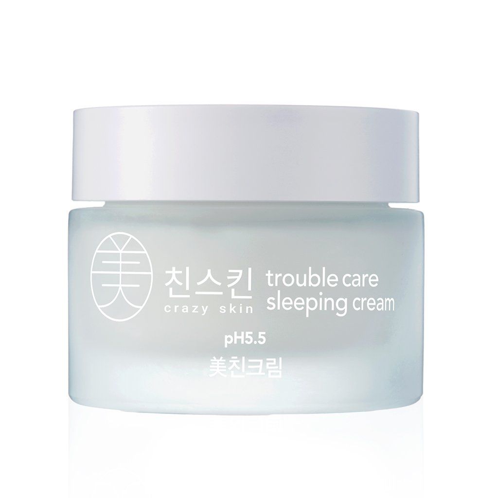 CRAZY SKIN Skin Repair Trouble Care Overnight Sleeping Face Mask 1.76oz Overnight Facial Cream Moisturizer for Acne-Prone Skin Pore Minimizer Cream Mask with Eggplant Extract, Salicylic acid