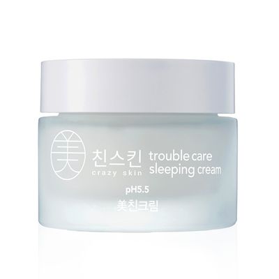 CRAZY SKIN Skin Repair Trouble Care Overnight Sleeping Face Mask 1.76oz Overnight Facial Cream Moisturizer for Acne-Prone Skin Pore Minimizer Cream Mask with Eggplant Extract, Salicylic acid