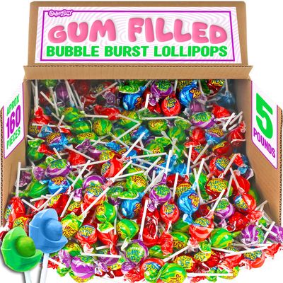 Gum Pops - 5 Pounds - Assorted Flavor Gum-Filled Lollipops - Big Bulk Lollipops for Birthday Parties, Gifting &amp; Candy Buffets