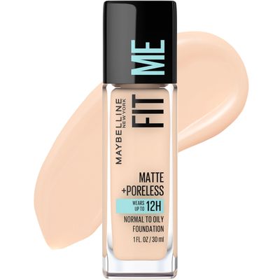 Maybelline Fit Me Matte Poreless Liquid Oil-Free Foundation Makeup, Natural Ivory, 1 Count (Packaging May Vary)