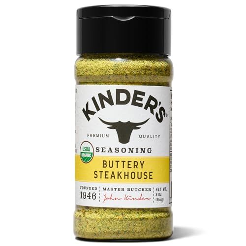 Kinder&#39;s Organic Buttery Steakhouse Rub, Premium Quality Seasoning, MSG Free, USDA Certified Organic, 3 oz