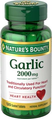 Nature&#39;s Bounty Garlic Tablets, Heart Health, 2000 Mg, Order Free Coated Tablets, 120 Ct (Pack of 4)