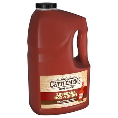 Cattlemen&#39;s Louisiana Hot &amp; Spicy BBQ Sauce, 1 gal - One Gallon Container of Spicy Barbeque Sauce Made with Ripe Tomatoes, Best on Shrimp, Chicken Tacos, Meatballs and More