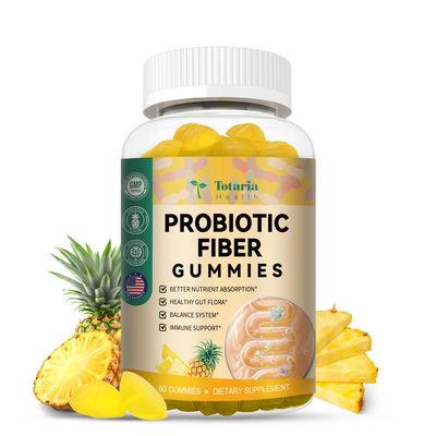 Totaria 9-in-1 Probiotic Fiber Gummies for Adults Teens 16G Fiber per Serving, Psyllium Fiber Supplement with 5 Billion CFU Bacillus Coagulans, Inulin, ACV for Digestion Gut Immunity - 60 Gummies