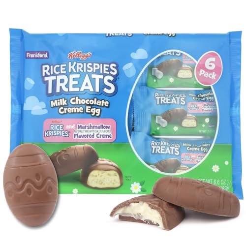 Rice Krispie Treats Chocolate Creme Eggs with Marshmallow Center, Six Individually Wrapped Pieces, Easter Basket Stuffer Candy, 6.6 ounces
