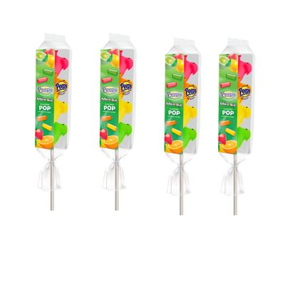Peeps Marshmallow Chick Pops, Mike and Ike Flavored Peeps, Easter Basket Stuffer, On-the-Go Treat, 4 Pack, 1.38 Ounces