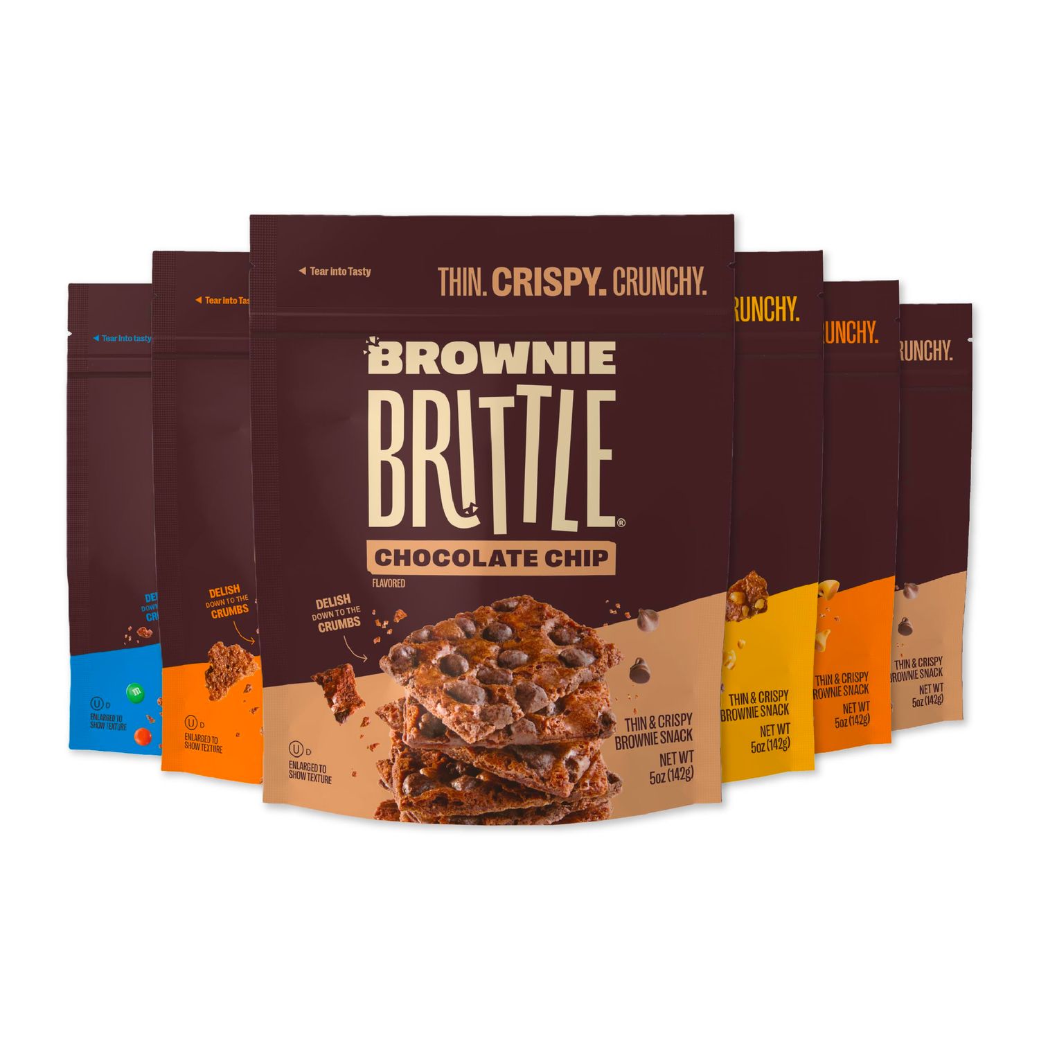 Brownie Brittle - Variety Pack Thin and Crispy Sweet Snacks (Pack of 6, 5 oz), Rich Gourmet Brownie Bites Dessert
