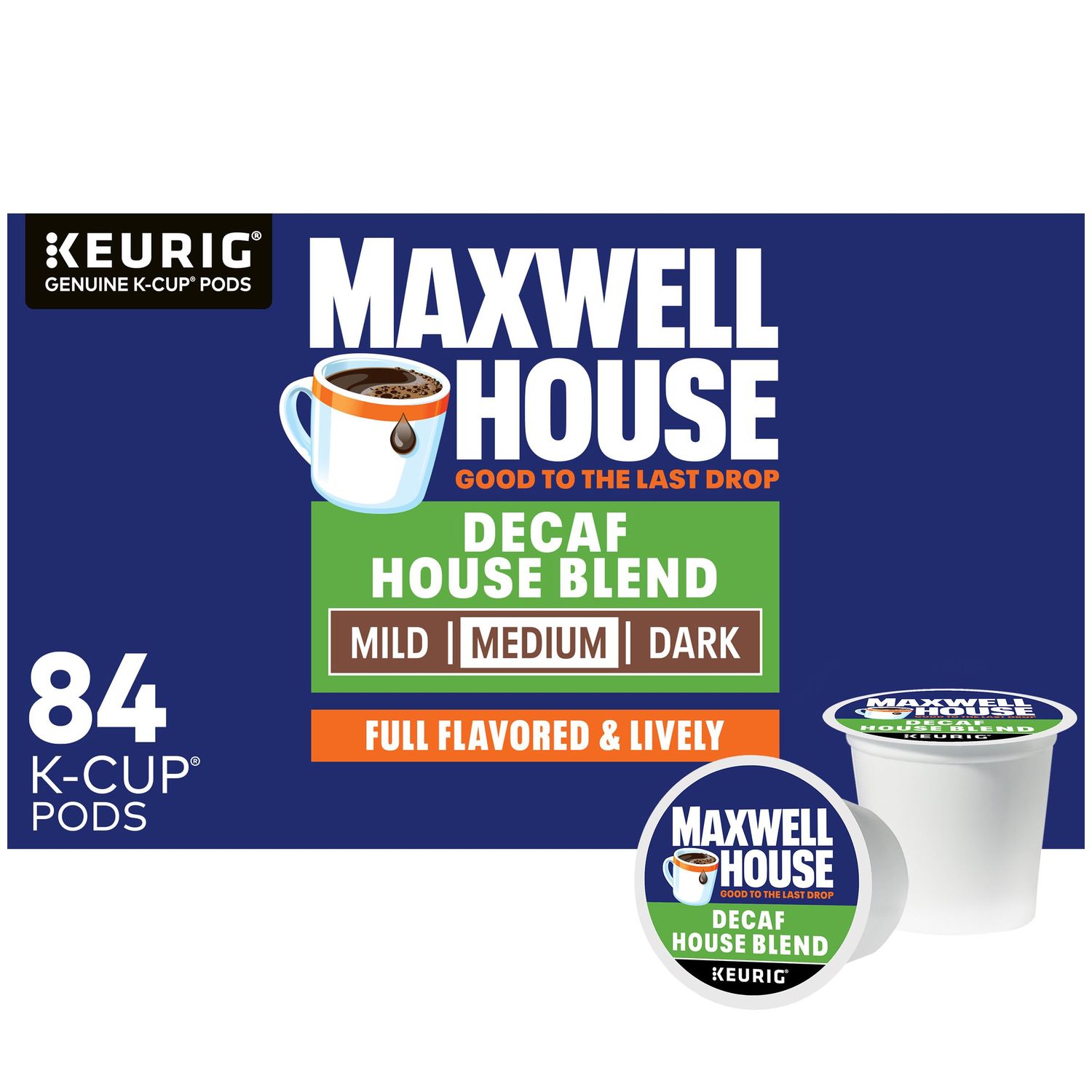 Maxwell House Decaf House Blend Medium Roast K-Cup Coffee Pods, 84 ct., Box