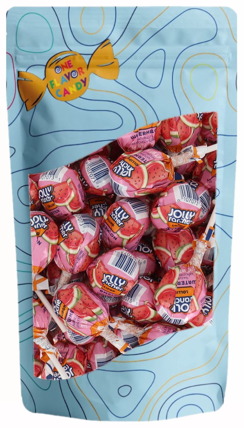 One Flavor Candy Jolly Ranchers Lollipop Lolli Pops Bulk in Resealable Bag (Watermelon, Pack of 20)