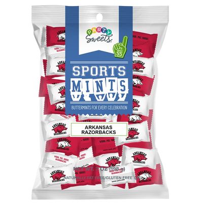 Party Sweets Arkansas Razorbacks Sports Themed Buttermints by Hospitality Mints, Individually Wrapped, 7 oz. Bag, Pack of 6 (330 pieces), White Buttermints