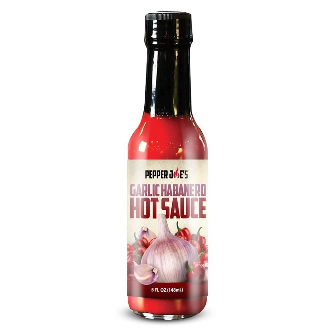 Pepper Joes Garlic Habanero Hot Sauce - Gourmet Roasted Garlic Hot Sauce with Red Habanero Peppers - Mild Heat with Maximum Flavor - 5 Ounces