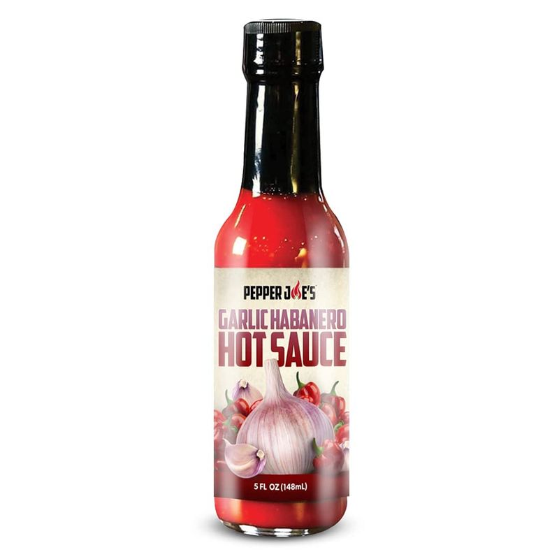 Pepper Joes Garlic Habanero Hot Sauce - Gourmet Roasted Garlic Hot Sauce with Red Habanero Peppers - Mild Heat with Maximum Flavor - 5 Ounces